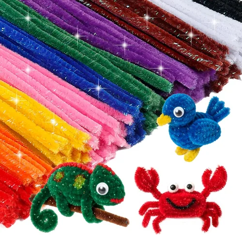 Miniatura 10 de Caydo 200 limpiapipas verde oscuro para decoración de Pascua, tallos de felpilla esponjosos a granel para niños, proyectos de manualidades, 12