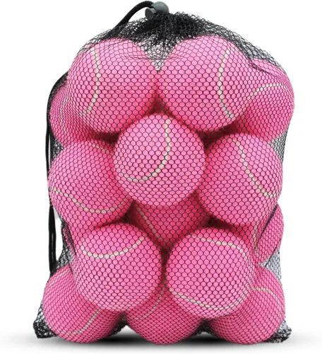 SHYUJAJIE Tennis Balls, 20 Pack Training Tennis Balls,High Elasticity Practice Tennis for Beginner, Exercise Playing Balls for Pet Dog Rosa