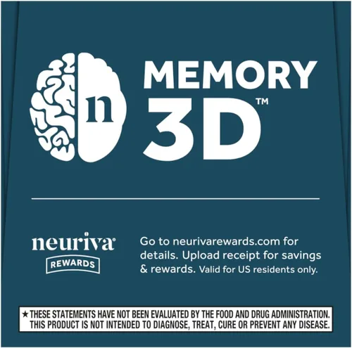 Miniatura 13 de NEURIVA Suplemento Cerebral 3D para la Memoria - Cápsulas Nootrópicas Descafeinadas para Memoria, Enfoque y Función Cognitiva - Apoyo a la Memoria a