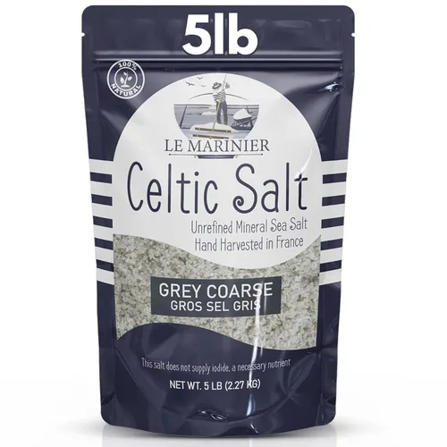 Miniatura 10 de Le Marinier Sal celta orgánica fina molida, 8 onzas, rica en minerales, 100% natural y sin refinar. Salero rellenable. Sal marina francesa