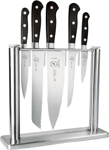 Mercer Culinary M23500 Renaissance - Juego de bloques de cuchillos forjados de 6 piezas, bloque de vidrio templado