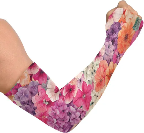 Mangas de jardinería con diseño de libélula de flores, con agujero para el pulgar, protección solar, mangas para brazos para mujeres y hombres