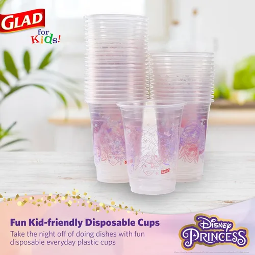 Miniatura 3 de Glad Vasos de plástico desechables de Disney Princess para niños, divertidos, resistentes, aptos para niños, vasos desechables de plástico para uso