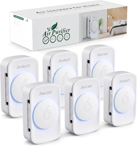 Miniatura 9 de JOSTART Ionizador de aire para el hogar, 6 emisores de iones negativos (purificación 3X), purificador de aire enchufable para espacios pequeños/sala