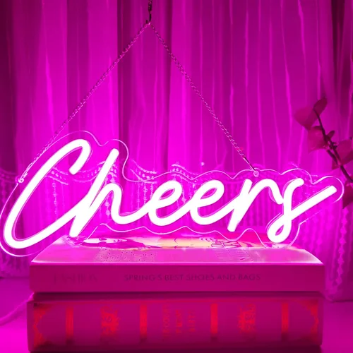 Miniatura 17 de Letrero de neón de Cheers alimentado por USB con interruptor regulable, letrero de luz LED de neón para decoración de fondo de pared, letrero