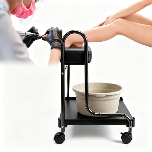 Pedicura Manicura Salón de Belleza Uñas Baño de Pies Spa Carrito Esteticista Portátil para Reposapiés 3 Altura Ajustable PU Cojín Funiture Masaje