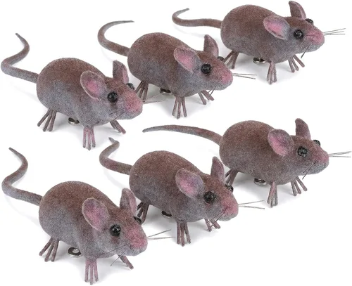 Figuras realistas de ratas falsas, juego de 6 ratones de plástico para Halloween para bromas y decoración, juguetes de simulación para bromas,