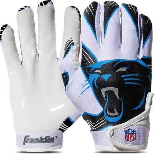 Franklin Sports - Guantes de receptor de fútbol americano juvenil de la NFL, par de guantes de fútbol para niños con logotipos de equipos de la NFL