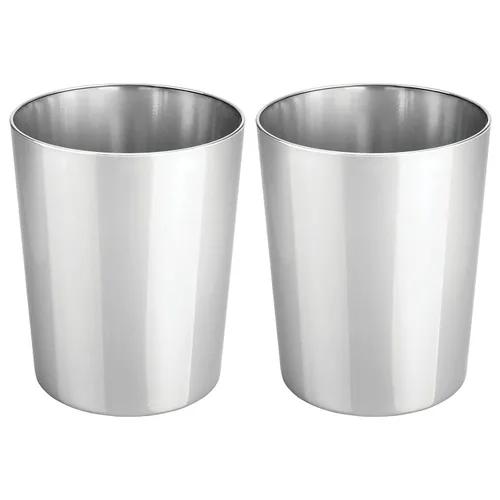 Miniatura 12 de mDesign Round Metal Small 1.7 Gallon Recycle Trash Can Wastebasket, Garbage Container Bin for Bathrooms, Kitchen, Bedroom, Home Office - Durable