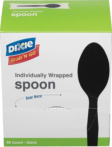 Miniatura 2 de Dixie Grab'n Go Cubiertos envueltos, cucharaditas, negro, 90 por caja, mediano