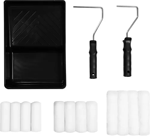 Miniatura 12 de ETERNA Kit de rodillos de pintura, 9 piezas de suministros de pintura para pintura de casa, con bandeja de pintura de metal y rodillos de pintura