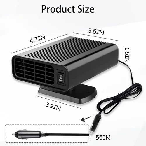 Miniatura 2 de Calentador de coche de 12 V 150 W para vehículo, calentador portátil con calefacción y refrigeración 2 en 1, descongelador de parabrisas giratorio