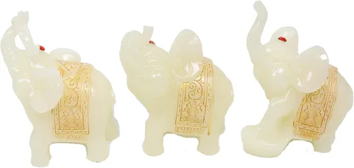 We pay your sales tax Feng Shui - Juego de 3 estatuas de elefante, figuras de la suerte de riqueza, decoración del hogar, inauguración de la casa,