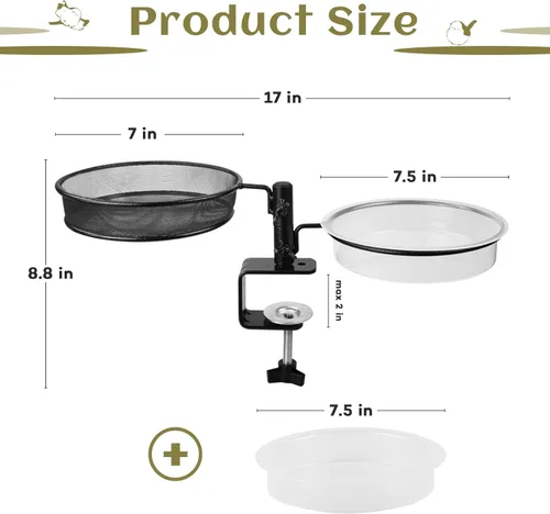 Miniatura 6 de Paquete de 2 comederos para pájaros de cubierta, para baño, spa para pájaros de doble uso, soporte para flores, maceta, ideal para atraer pájaros