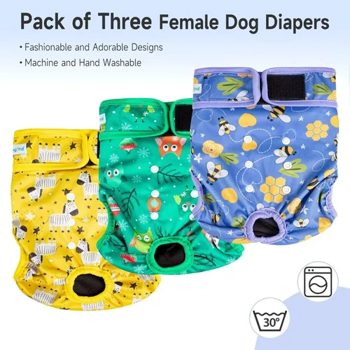 Miniatura 2 de Paw Legend - Paquete de 3 unidades de pañales lavables y reutilizables para perras hembras para el período de celo Pañales para perritas