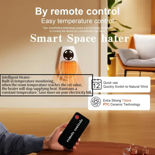 Miniatura 5 de Calentador de Espacio de Pared con Enchufe Inteligente Mejorado, 450W Calentador Eléctrico Portátil Pequeño y Seguro Programable, Termostato