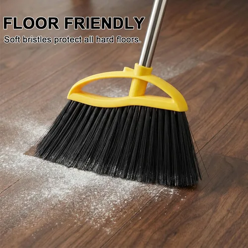 Miniatura 5 de Escoba de cerdas suaves para interiores, escoba angular con mango largo, escobas de barrido suave para pisos, escoba de cocina