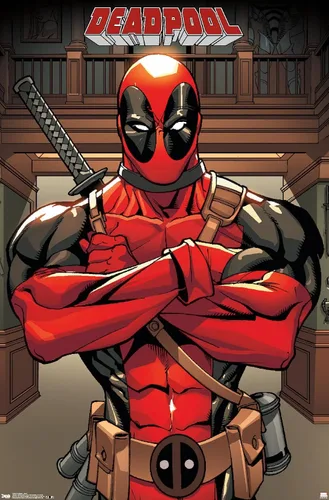 Miniatura 16 de Trends International Marvel Comics Deadpool - Póster de pared de postura, 14.725 x 22.375 pulgadas, versión enmarcada de madera de granero