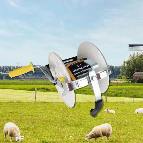 Miniatura 8 de Carrete eléctrico para valla 3:1 con engranaje eléctrico de esgrima estándar con estabilizador de carrete de Polywire con manivela, paquete de 2