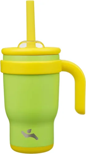 Miniatura 16 de Konokyo Vaso de 14 onzas con asa lateral, botella de agua aislada con popote y tapa 2 en 1, taza de acero inoxidable, taza de café de viaje