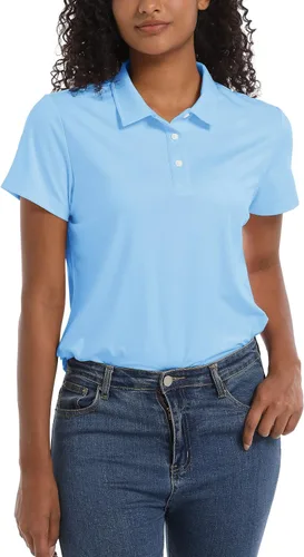 Miniatura 4 de TACVASEN Camisas polo para mujer, con protección solar UPF 50+, manga corta, secado rápido, cuello de 3 botones, ligeras