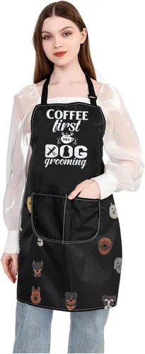 Miniatura 2 de JXGZSO Delantal de aseo para perros, regalos de peluquería para perros, regalos para estilista de perros, primer delantal de café, delantal de aseo