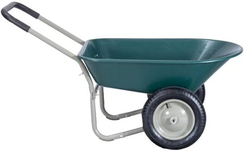 Miniatura 4 de Carro de jardín de doble carretilla para exteriores, marco de acero resistente, adecuado para patio, almacén y granja