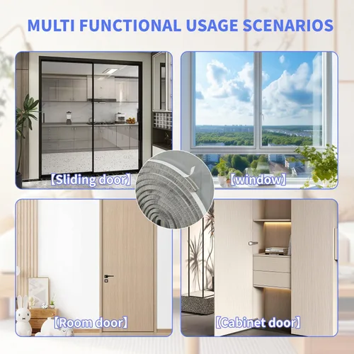 Miniatura 6 de Cepillo autoadhesivo de 50 pies, burlete para puerta, 0.35 pulgadas de ancho x 0.2 pulgadas de grosor, tira de sellado de cepillo de pelo limpio