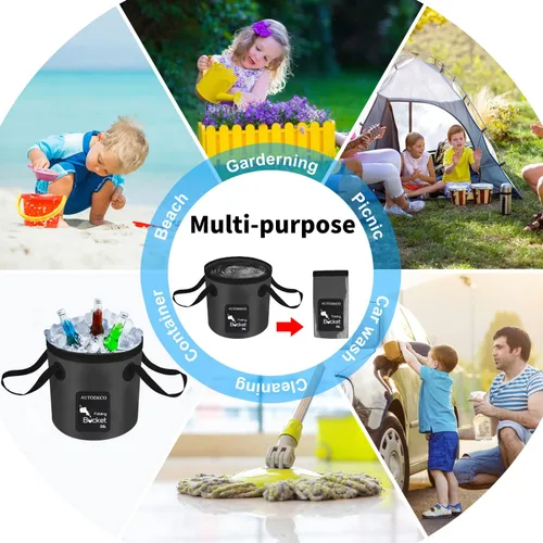Miniatura 6 de Cubo plegable Contenedor de 5 galones Cubo de agua plegable Lavabo portátil 20L