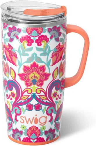 Miniatura 22 de Swig Life Taza de Viaje de 18 oz, Vaso Aislante con Asa y Tapa, Taza de Café de Viaje, Compatible con Portavasos, Acero Inoxidable, Vaso de 18 oz