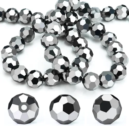 Miniatura 9 de Dowarm 100 cuentas redondas de cristal de 0.315 pulgadas para la fabricación de joyas, cuentas de cristal Rondelle facetadas para manualidades