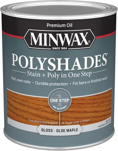 Miniatura 25 de Minwax PolyShades Tinte de Madera + Acabado de Poliuretano – Cuarto, Roble Misión, Brillo Mission Oak