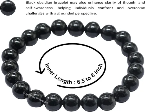 Miniatura 832 de Amazing Gemstone Pulsera de cristal para mujeres y hombres, pulsera de cristal curativo de protección, pulsera elástica con cuentas de piedras