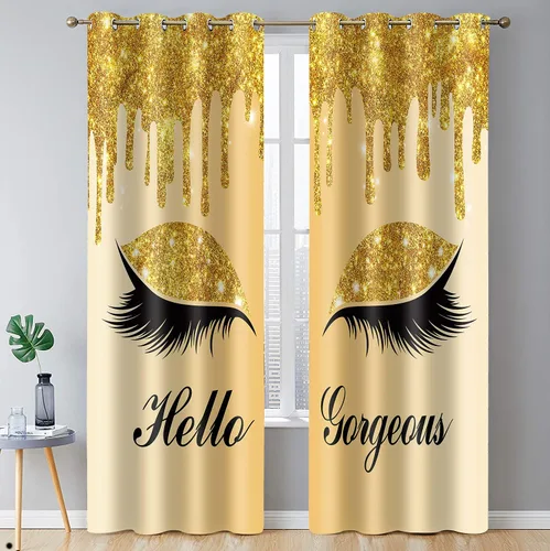 Miniatura 52 de Hello Gorgeous - Cortina de pestañas de unicornio, para oscurecer la habitación, con aislamiento térmico, con ojales, para decoración de dormitorio