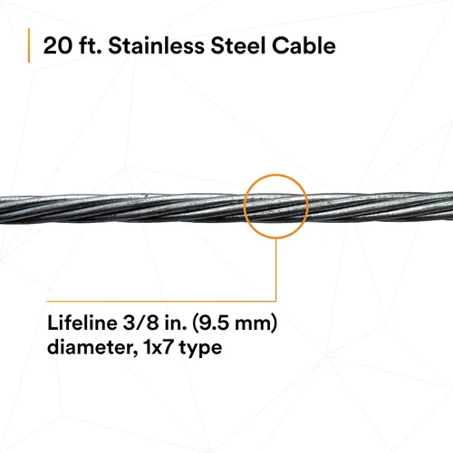 Miniatura 6 de 3M DBI-SALA Lad-Saf Cable Sistema de Seguridad Vertical 6119020, Acero Inoxidable, 20 FT
