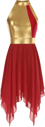 Miniatura 149 de easyforever Vestido de baile sin mangas con bloques de color para mujer, alabanza litúrgica, ropa de baile lírico, vestido de bata de adoración