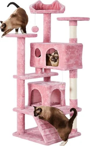 Miniatura 32 de Yaheetech Árbol para gatos XL, torre de varios niveles de 80 pulgadas con postes rascadores, cuevas dobles, plataformas encaramadas y bolas