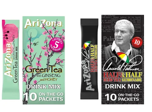 Arizona On-the-Go - Paquete de muestras variadas de mezcla de bebidas, té helado Arnold Palmer, limonada y té verde con ginseng y miel, paquete de