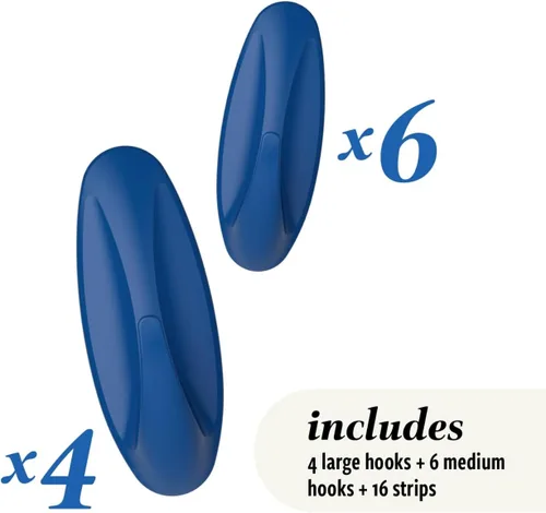 Miniatura 3 de Command Paquete de ganchos de diseño mixto, Arctic Freeze, 10 ganchos, 16 tiras