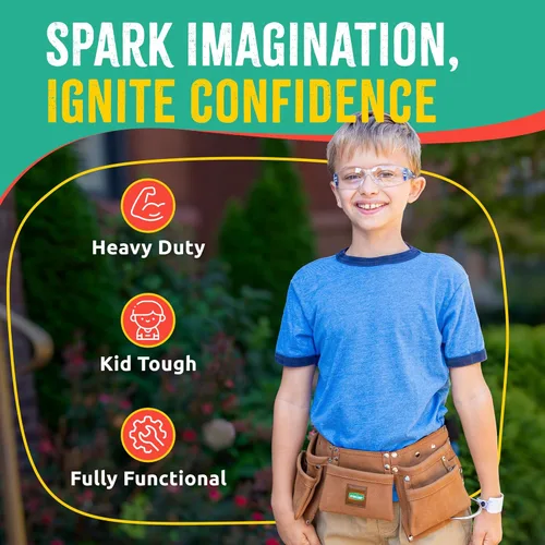 Miniatura 3 de Cinturón de herramientas SparkJump para niños marrón, cinturón de herramientas de cuero ajustable para niños pequeños y niños, disfraz de Cinturón