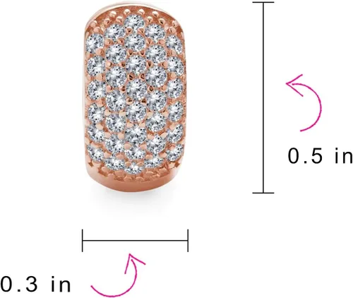 Miniatura 4 de 5 filas pavimentan circonitas cúbicas anchas para mujer, plata de ley 925 chapada en oro rosa