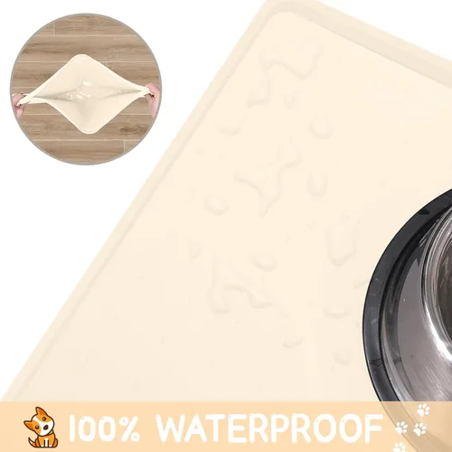 Miniatura 5 de MateeyLife Tapete de Silicona para Comida de Gatos y Perros para Pisos Impermeable, Tapetes Antideslizantes para Tazones de Perros para Comida