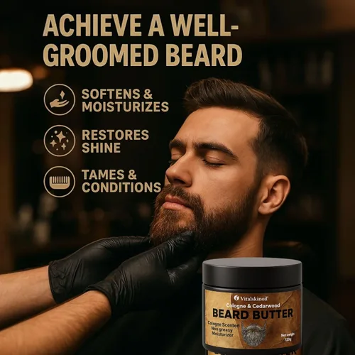 Miniatura 2 de Mantequilla para barba para hombres, humectante acondicionador no graso con aroma a colonia y madera de cedro, 4.23 onzas