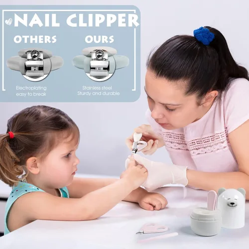 Miniatura 4 de Juego de cortaúñas para bebé con bonito estuche, kit de lima de uñas y uñas de los pies para manicura y pedicura para recién nacidos, regalo de aseo
