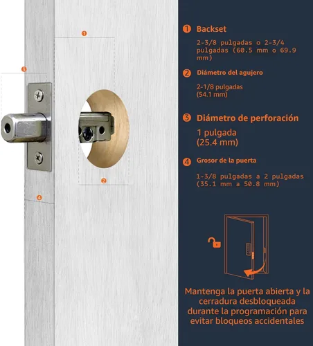 Miniatura 6 de AmazonBasics-Cerrojo de teclado electrónico tradicional - Entrada con llave - Negro mate