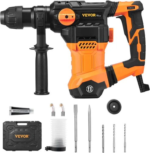 Miniatura 11 de VEVOR - Rotomartillo SDS-Plus de 1-1/4 pulgadas, taladro con cable de 13 amperios, martillos de astilla de servicio pesado con control de vibración