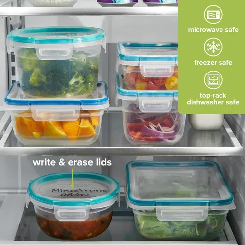 Miniatura 5 de Snapware Plastic Total Solution - Juego de 5 recipientes de almacenamiento de alimentos, tapas de plástico herméticas y a prueba de fugas, tapas