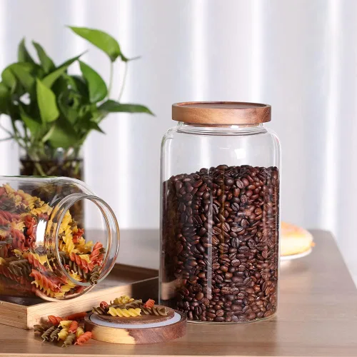 Miniatura 5 de Recipientes grandes de vidrio para alimentos, 93 onzas líquidas (2750ml), recipiente de almacenamiento de cocina con tapas de madera herméticas