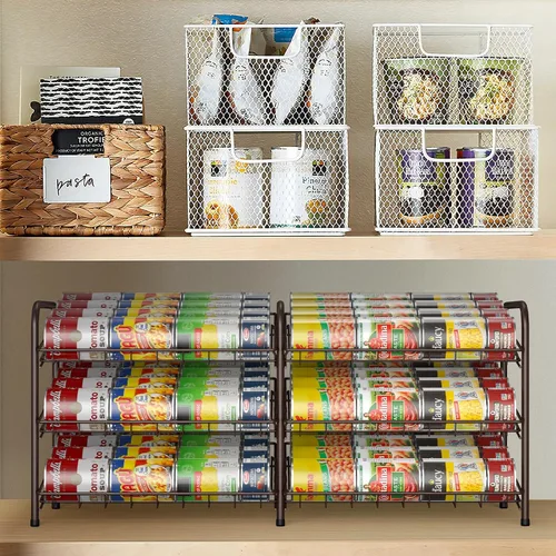 Miniatura 7 de MOOACE Organizador de latas, dispensador de almacenamiento de latas 2 en 1 con capacidad para hasta 72 latas, organizador de latas para armario