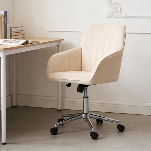 Miniatura 16 de Sillas de escritorio de oficina en casa, cómoda silla de computadora de terciopelo con asiento de respaldo, 300 libras de altura ajustable silla